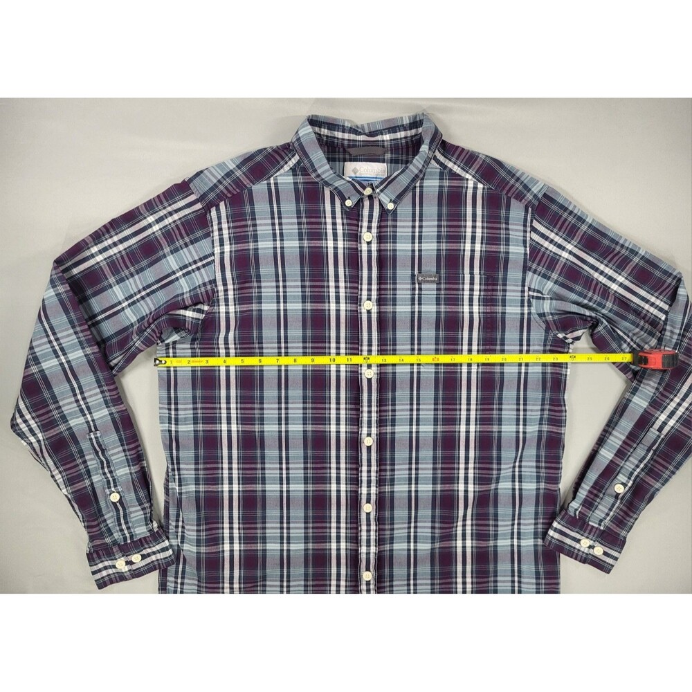 Columbia Men's Purple Green Plaid Long Sleeve Casual Shirt Sz XL Tall - Picture 9 of 9
